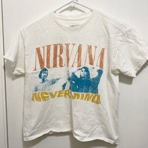 Nirvana Size L  Women’s White Crop  T-Shirt